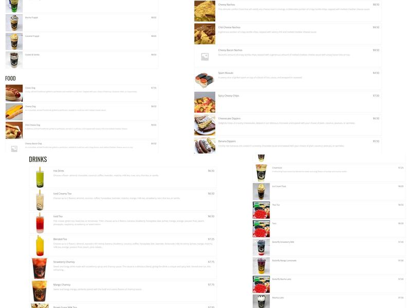 Bobablastic Menu