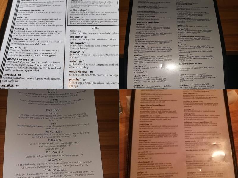 Bodega Sur Menu