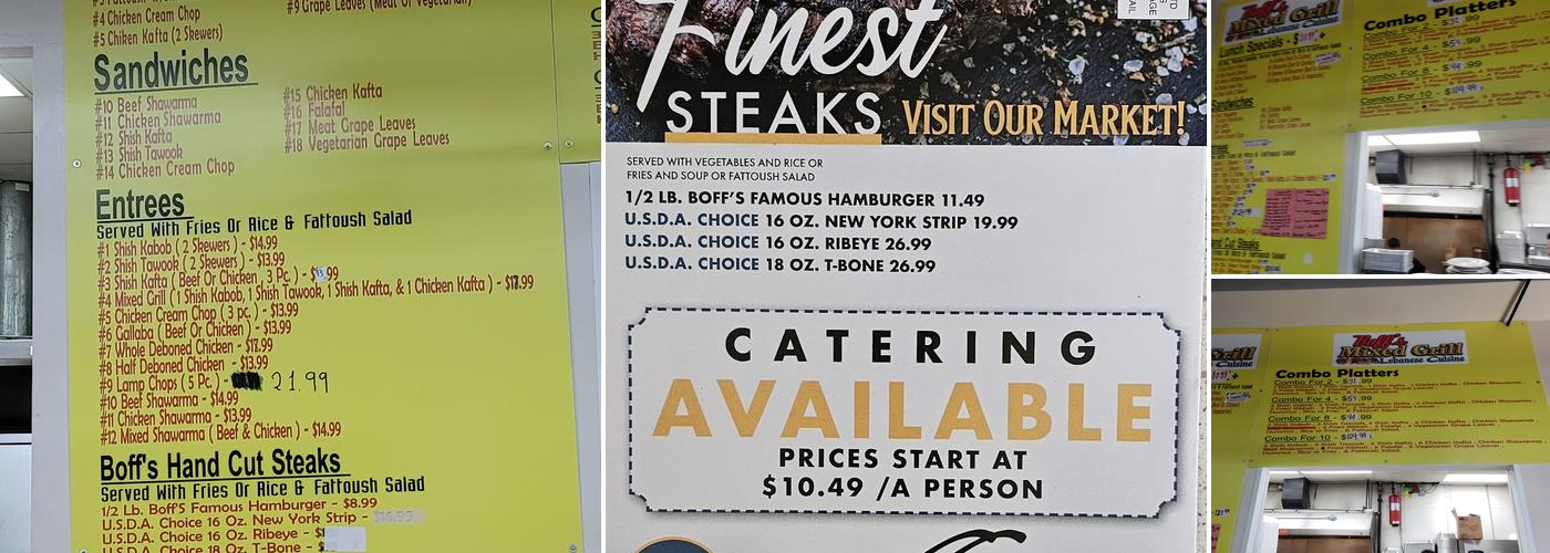 Boff's Middle Eastern Cuisine Menu