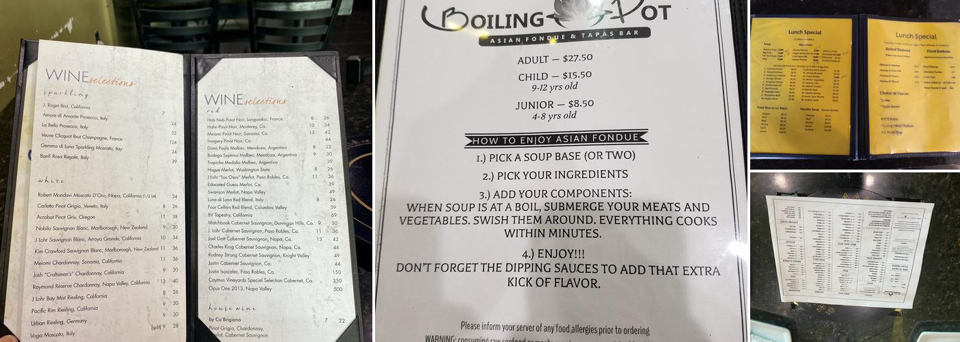 Boiling Pot Menu