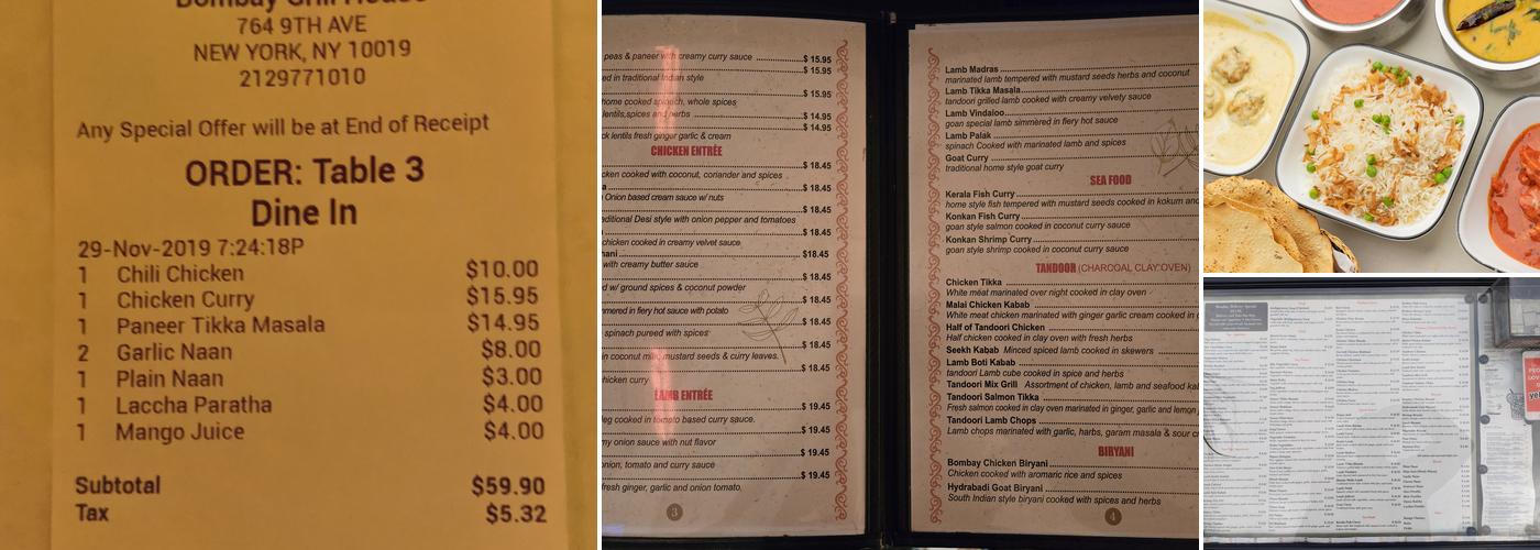 Bombay Grill House Menu