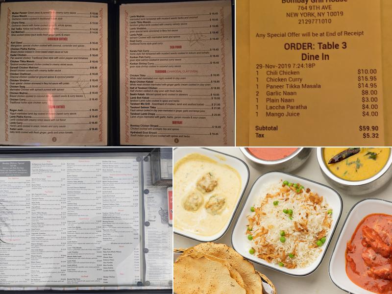 Bombay Grill House Menu