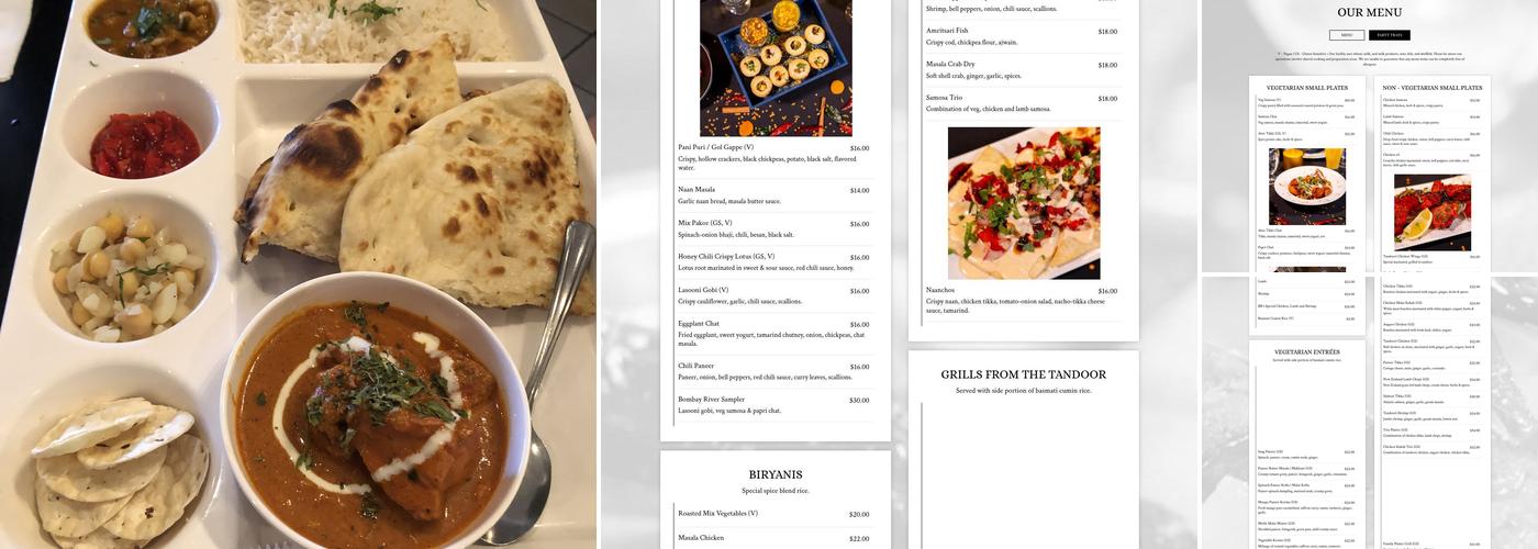 Bombay River, Indian Restaurant Menu