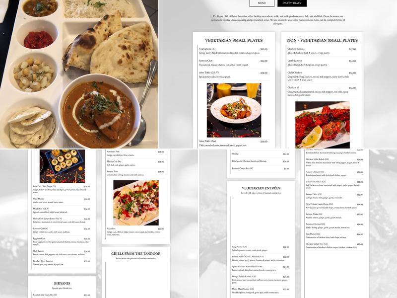 Bombay River, Indian Restaurant Menu