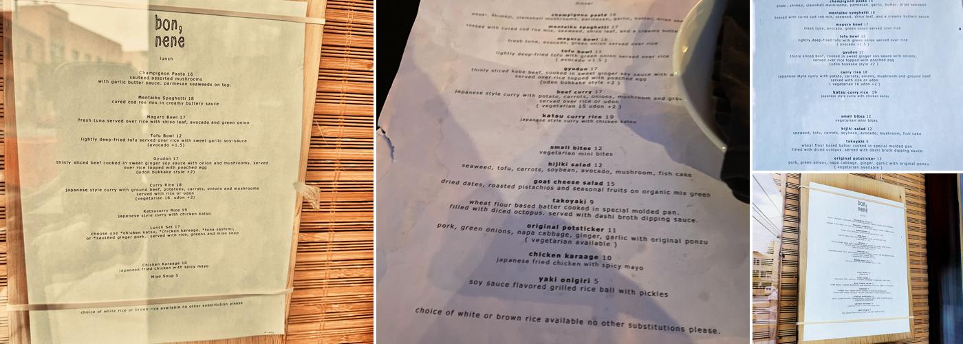 Bon, Nene Menu