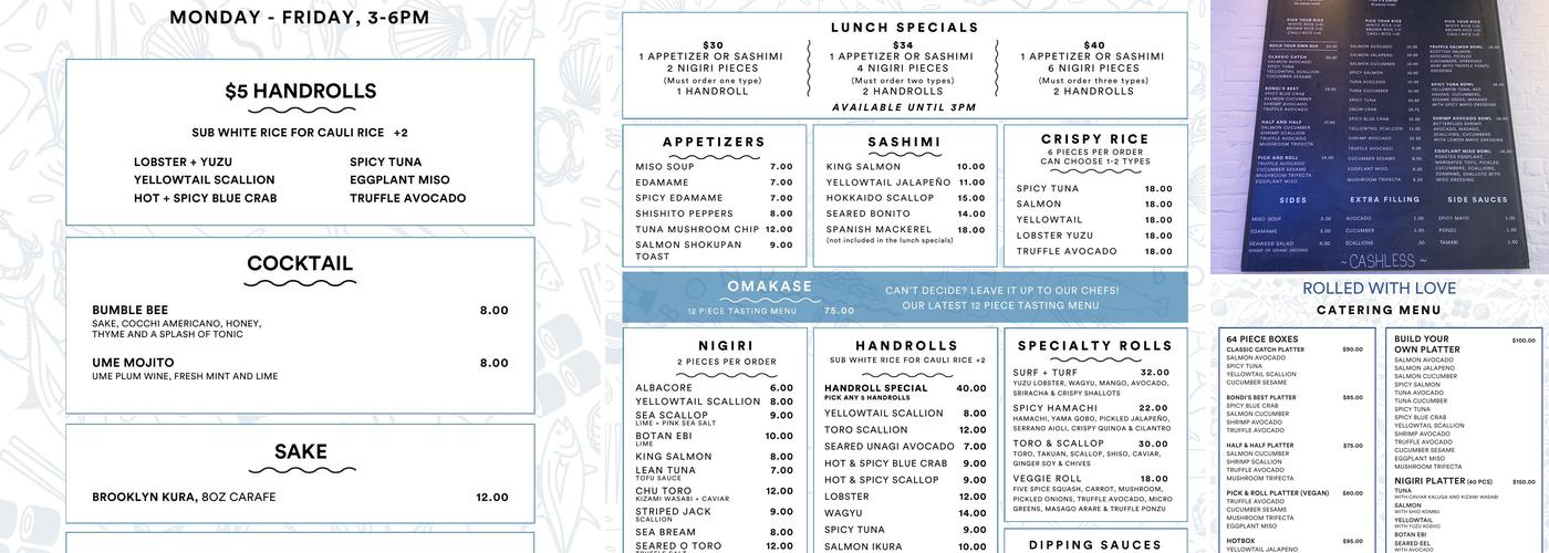 Bondi Sushi Menu