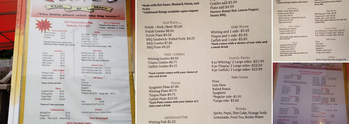 Bone's Fish & More Menu