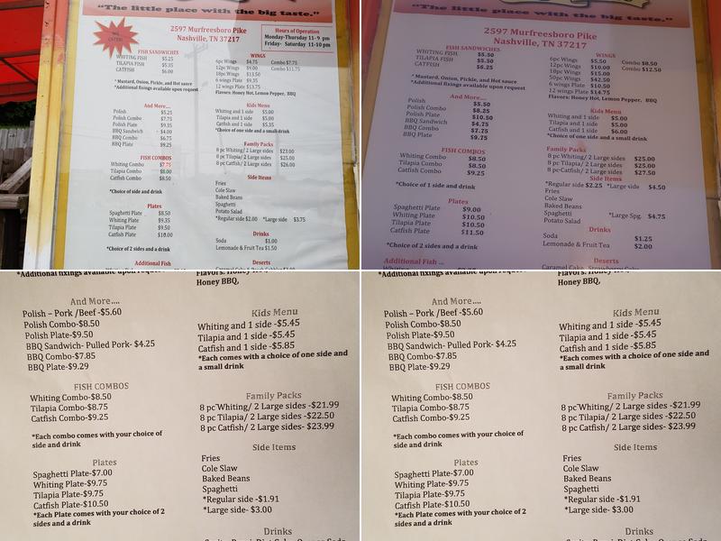 Bone's Fish & More Menu