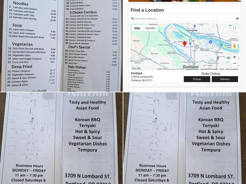 Bong Teriyaki Menu