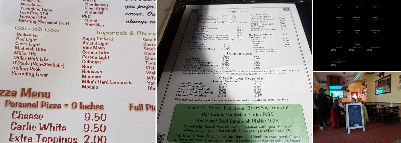 Bonner's Irish Pub Menu