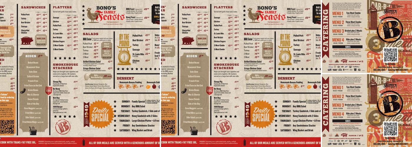 Bono's Pit Bar-B-Q Menu