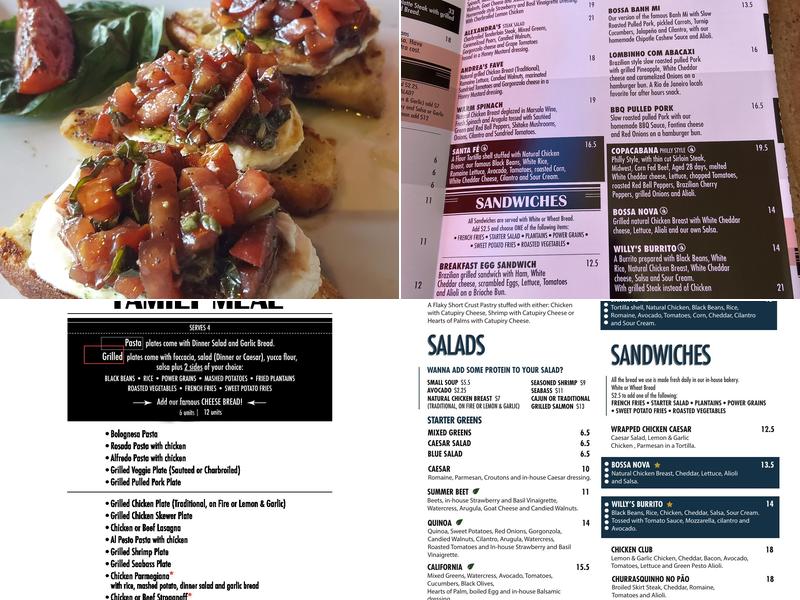 Bossa Nova Brazilian Cuisine Restaurant & Bakery Menu