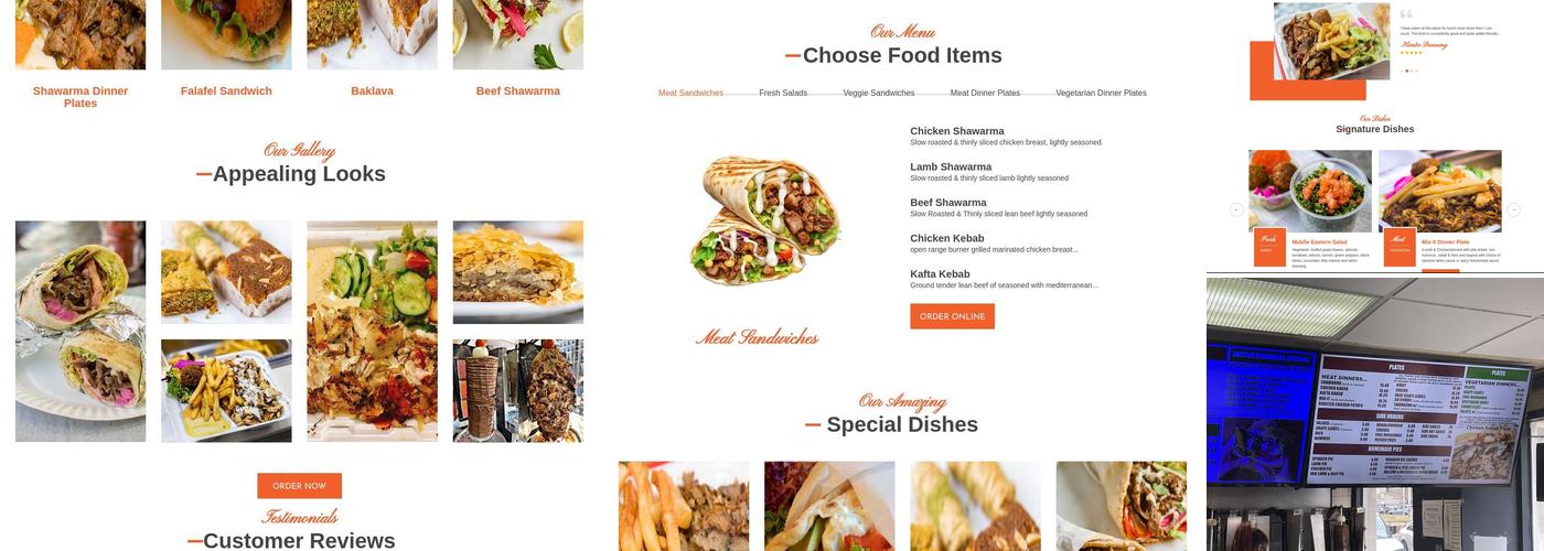 Boston Shawarma Menu