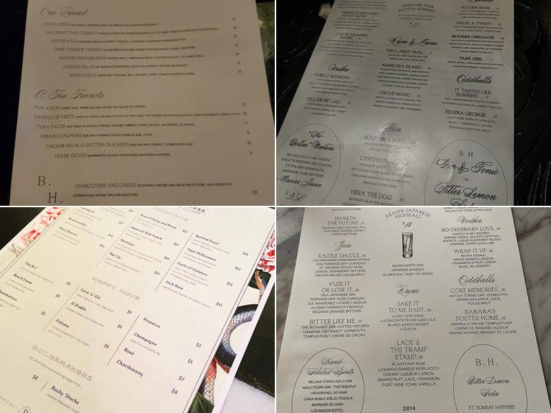 Bowen House Menu