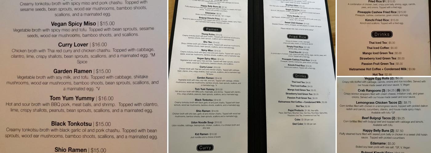 Bowl Ninety-One Menu