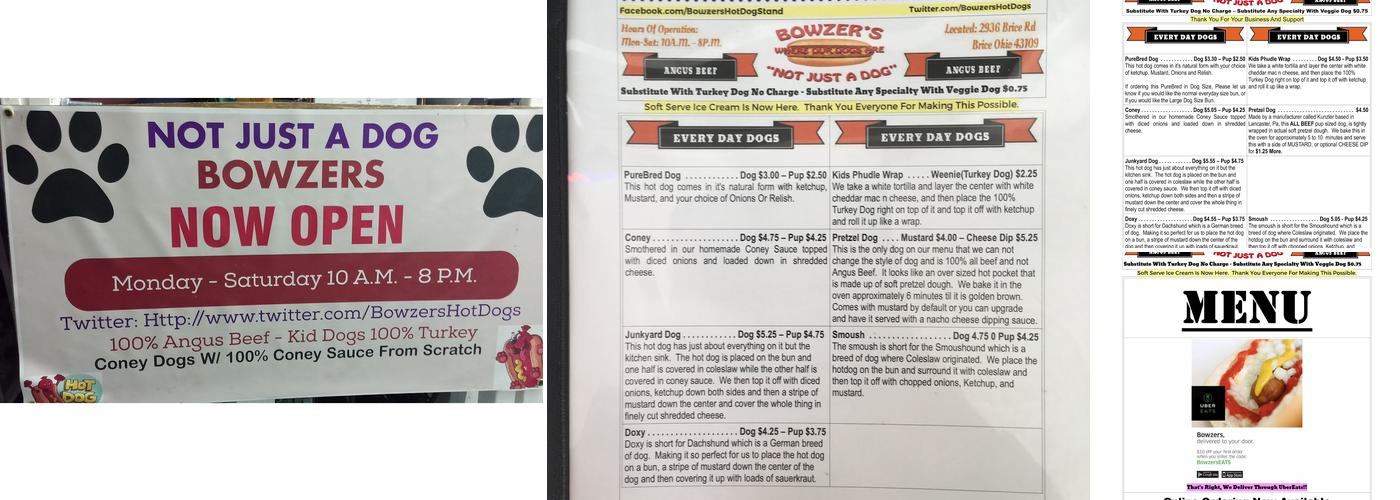 Bowzers Menu
