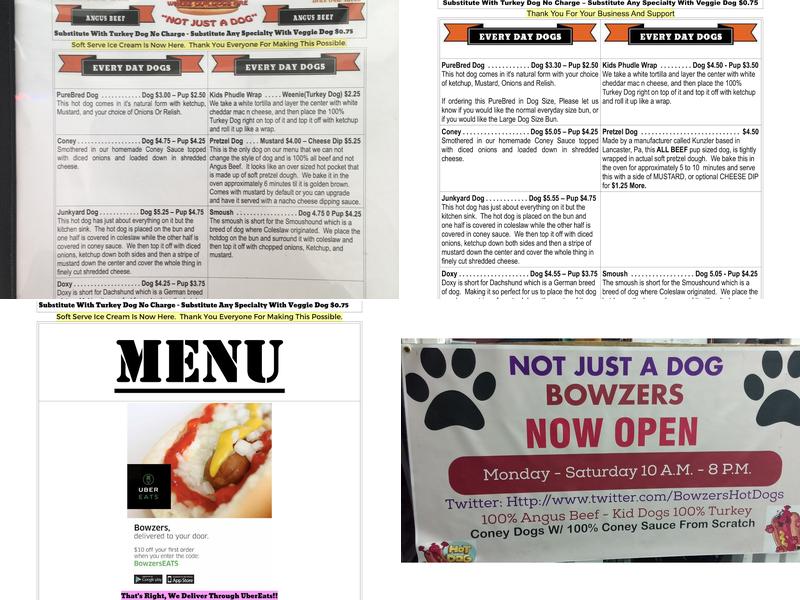 Bowzers Menu
