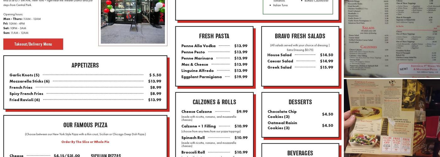 Bravo Pizza Menu