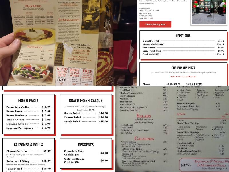 Bravo Pizza Menu