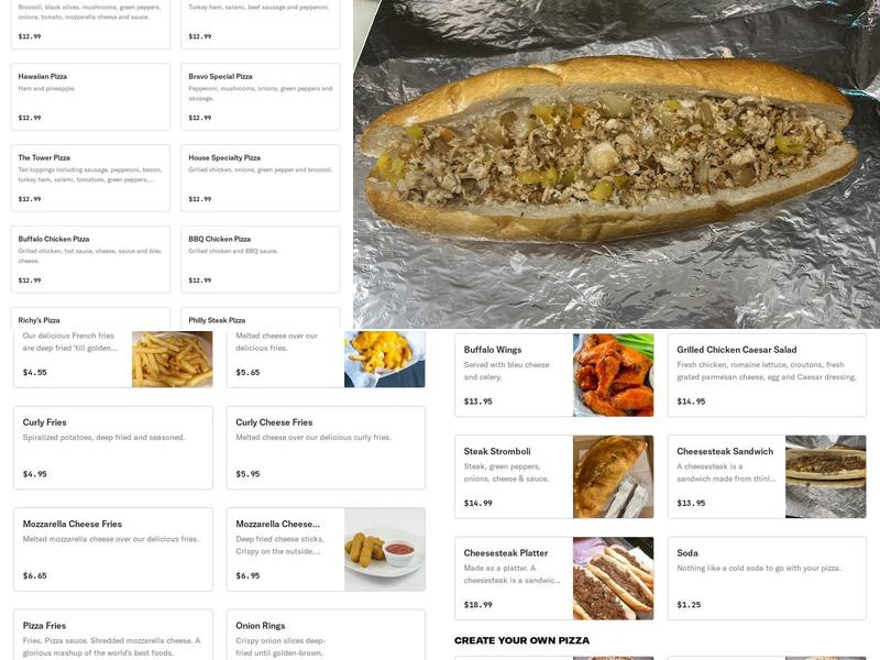 Bravo Pizza Menu