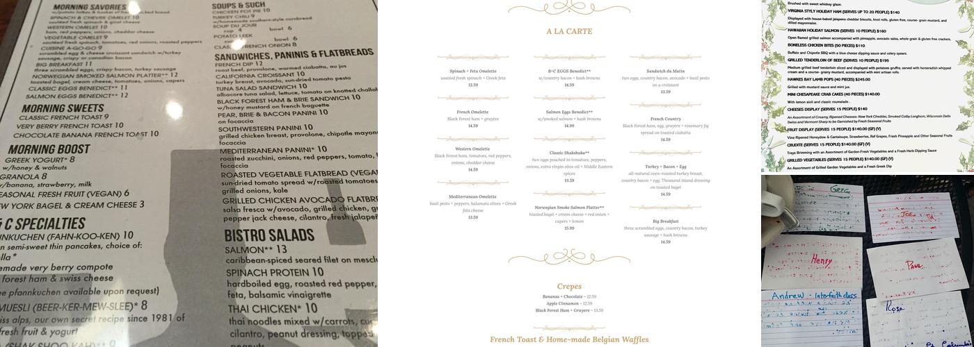 Bread & Chocolate Menu