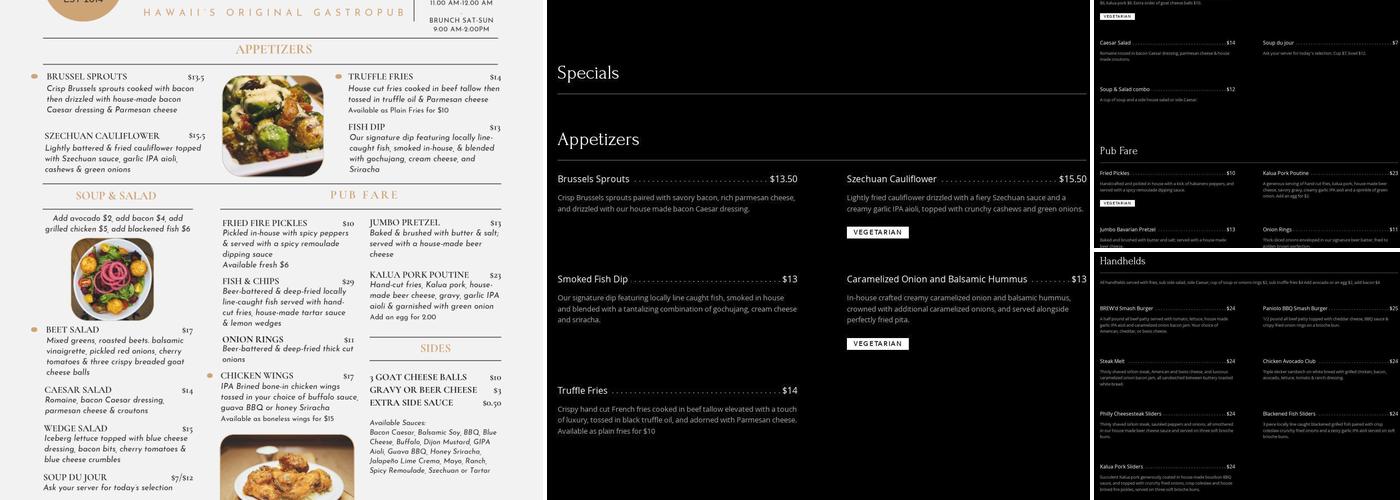 BREW'd craft pub Menu