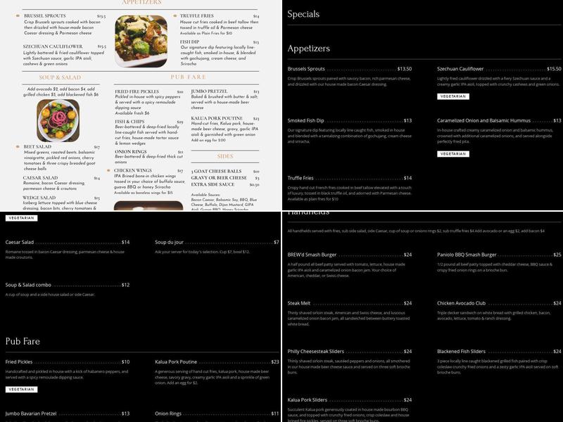 BREW'd craft pub Menu