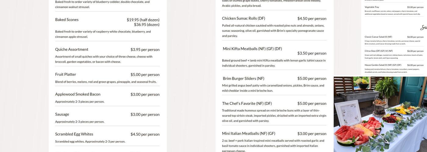 Brim Cafe & Catering Menu