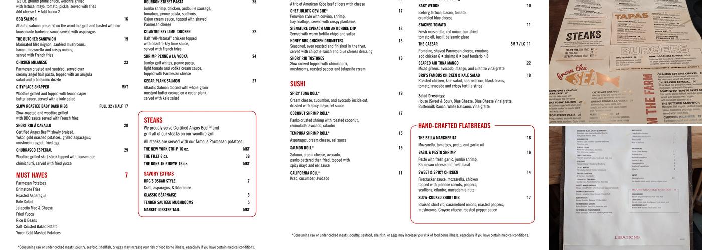 Brimstone Woodfire Grill Menu