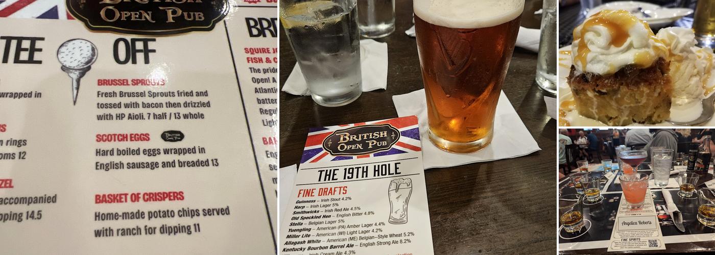 British Open Pub Menu