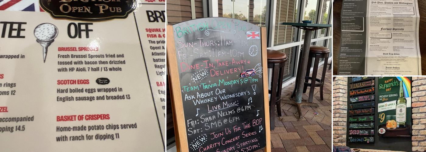 British Open Pub Menu