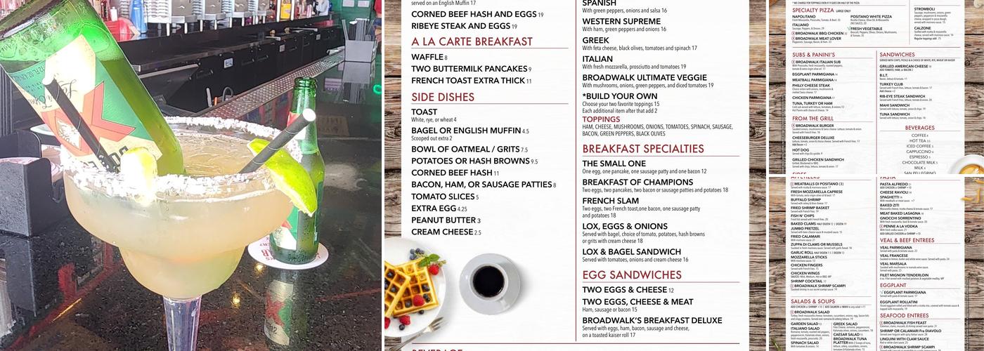 Broadwalk Restaurant on the Beach Menu