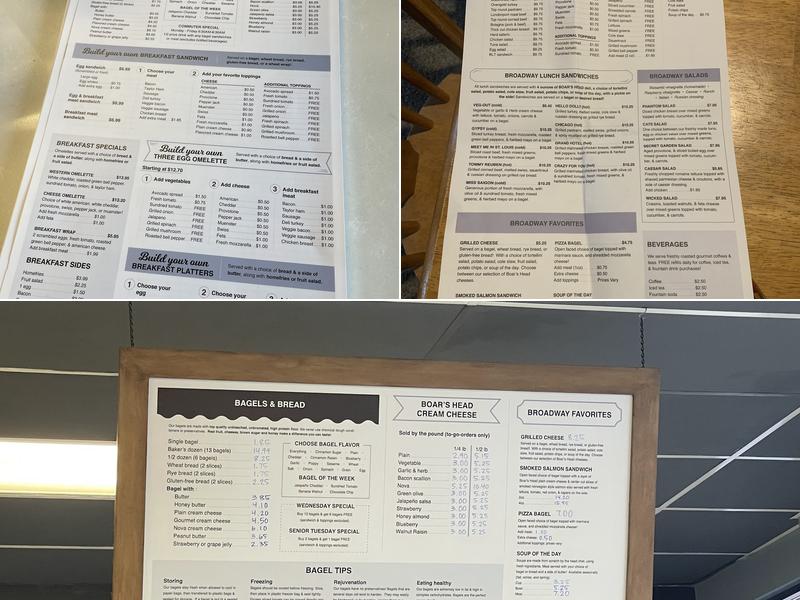 Broadway Bagels Menu