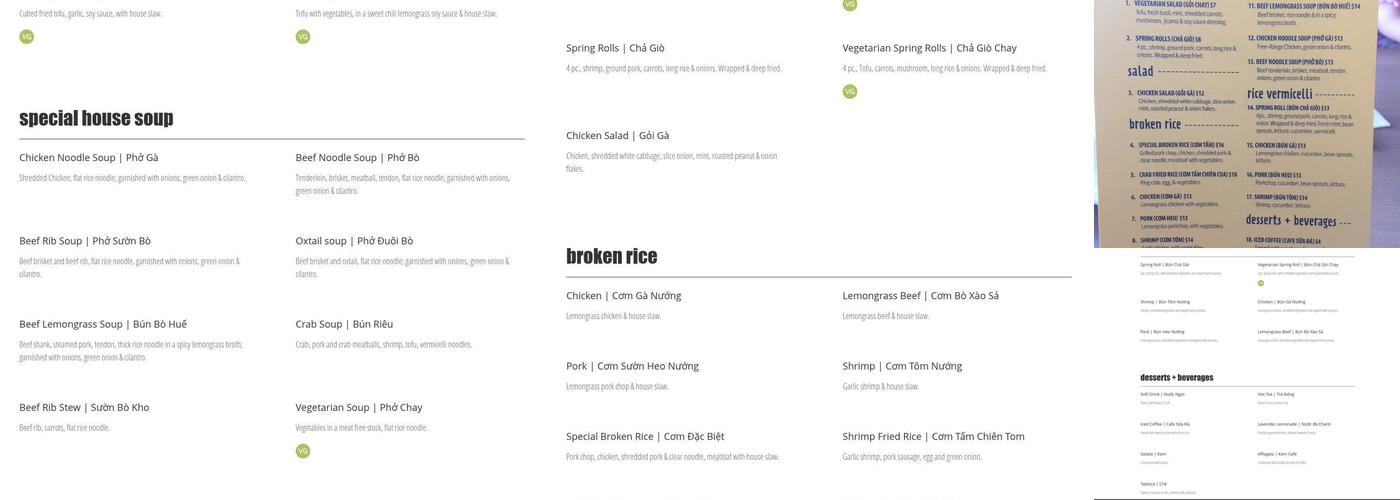 Broken Rice Menu