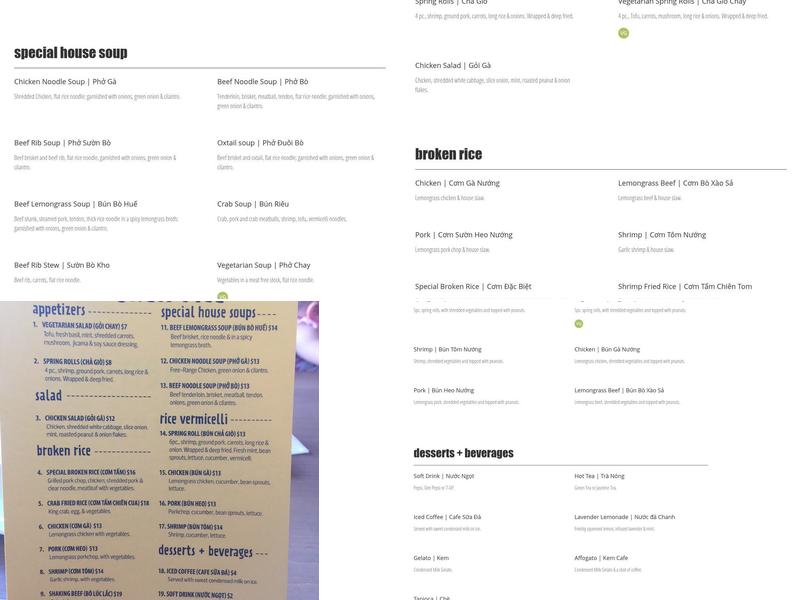 Broken Rice Menu