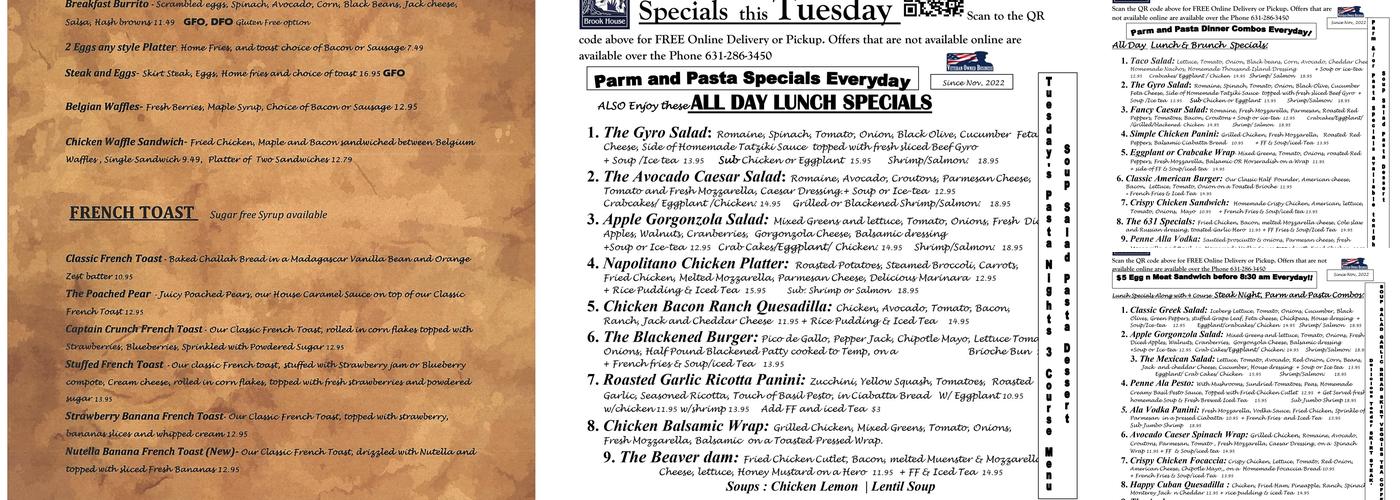 Brook House Pizza and Grill Menu