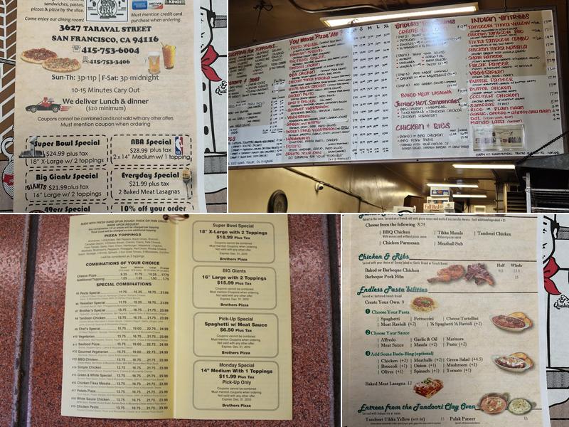 Brothers Pizza Menu