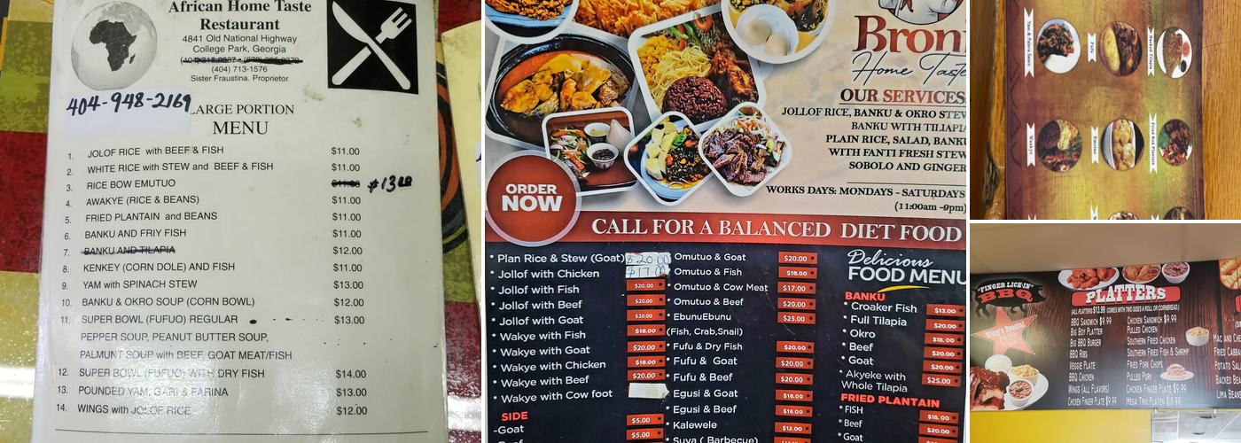 Broni Home Taste / Africana / Old Brothers Restaurant Menu