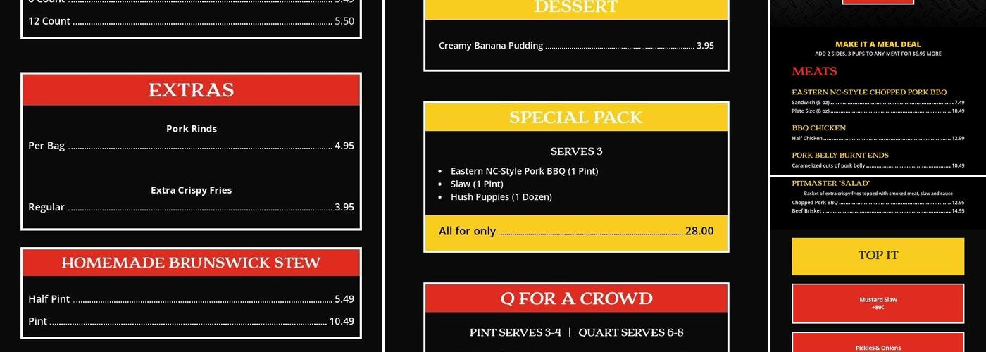 Bubba's Barbecue Menu