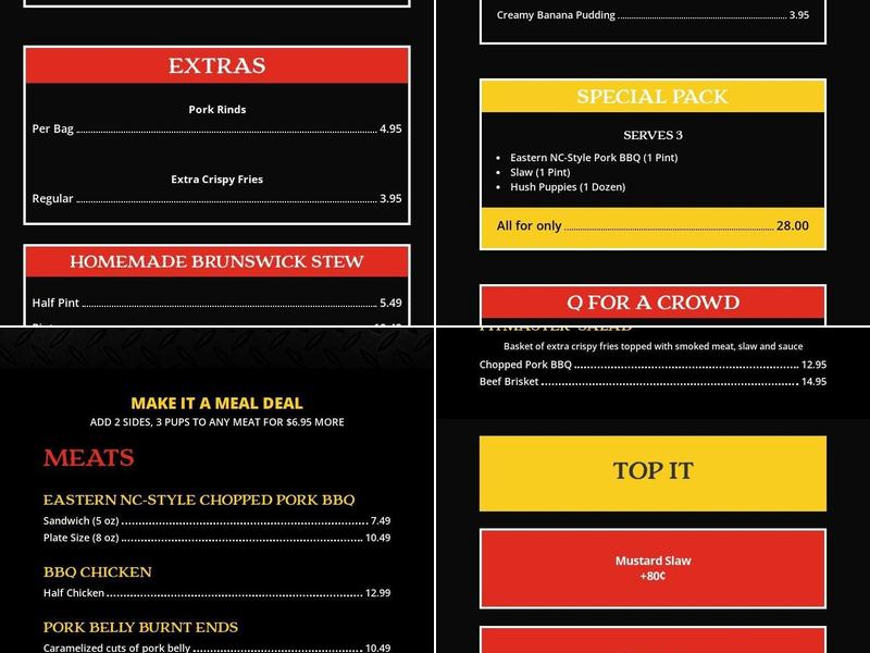 Bubba's Barbecue Menu