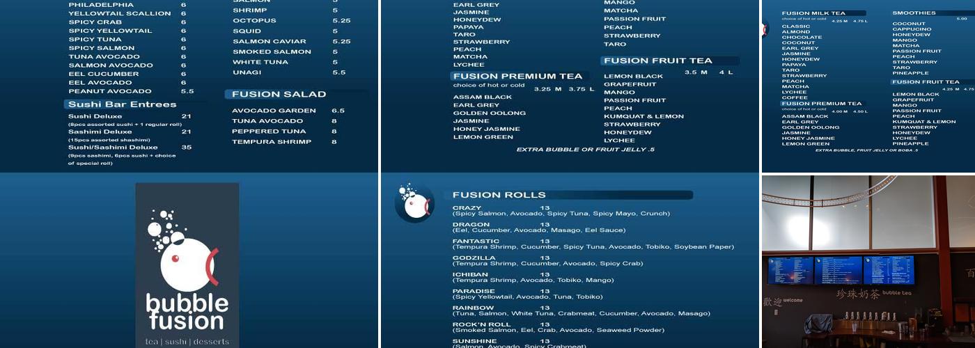 Bubble Fusion Menu