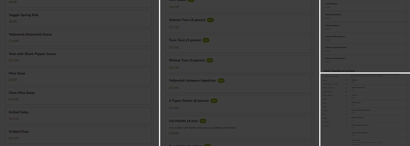 Bubblefish Menu