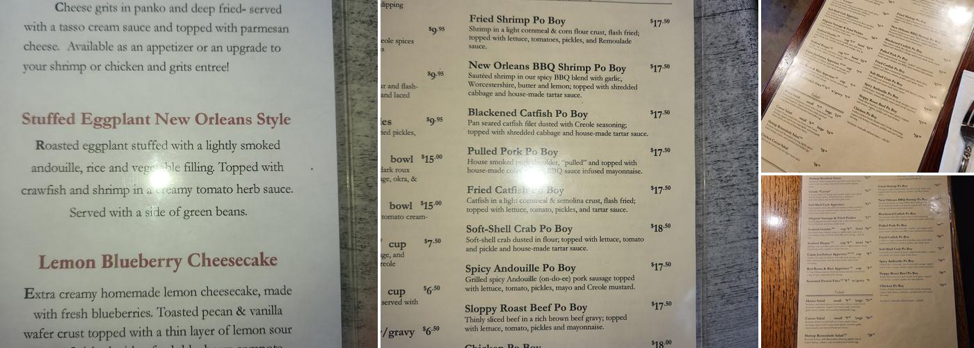 Bud's Louisiana Café Menu