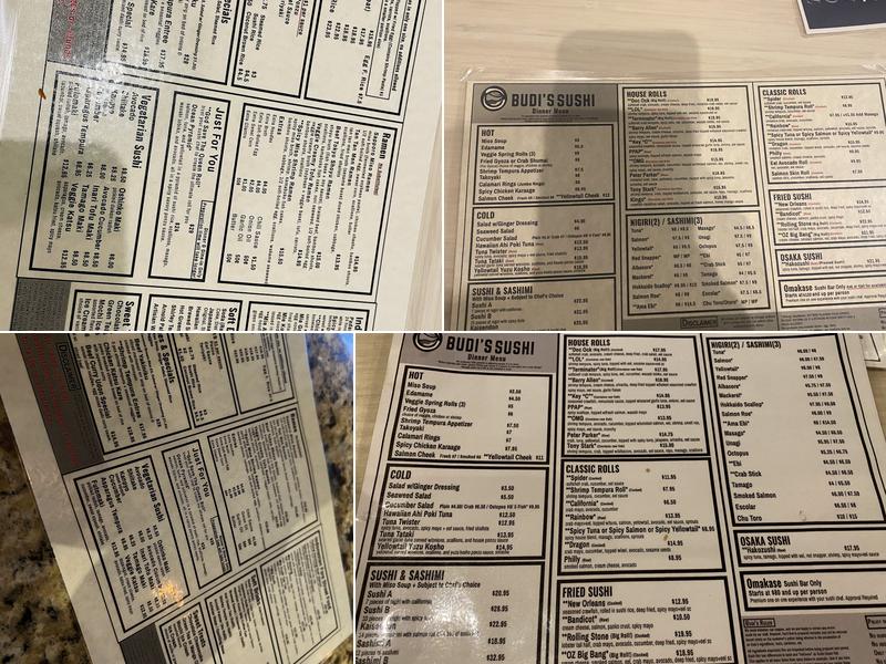 Budi's Sushi Menu