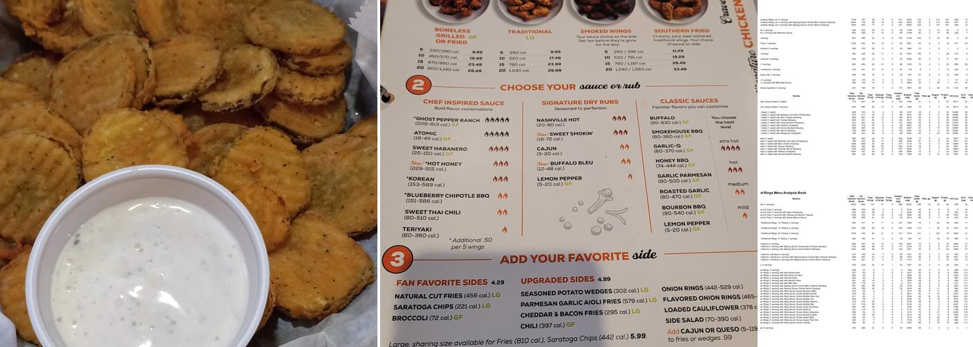 Wings and Rings Menu