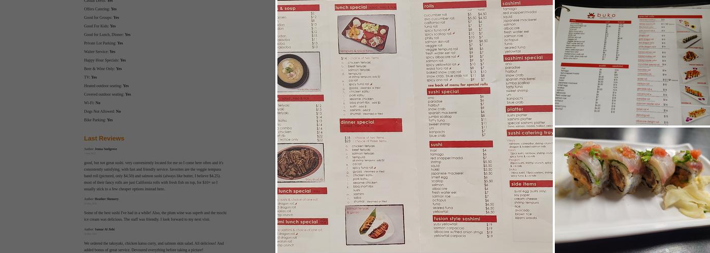 Buko Restaurant Menu