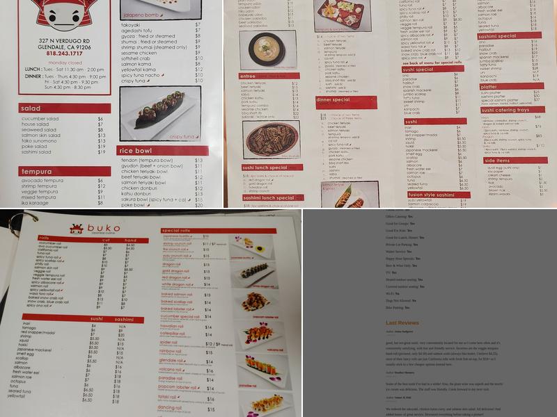 Buko Restaurant Menu