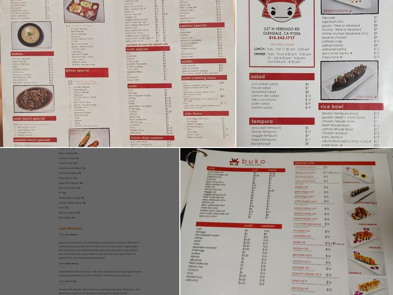 Buko Restaurant Menu