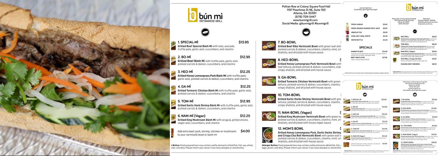 Bun Mi Vietnamese Grill Menu