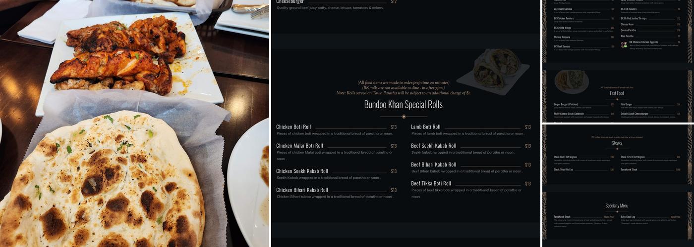 Bundoo Khan Menu